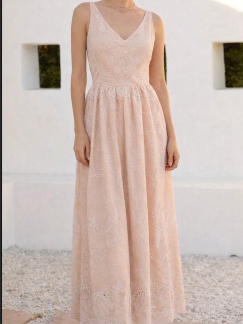 ANTHROPOLOGIE: Pink Eyelet Maxi Dress